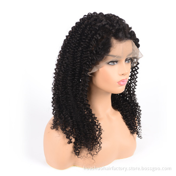 Pre Plucked Ombre Human Hair Wholesale Dark Brown Short Kinky Curly Preplucked Brazilian Indian Lace Front Wig